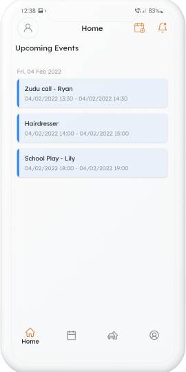 Maison app screenshot showing upcoming events