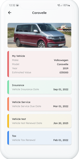 Maison app screenshot showing vehicle overview
