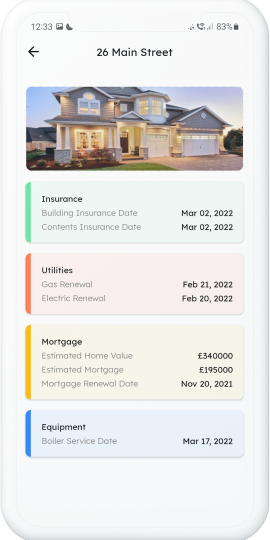 Maison app screenshot showing household bills and utilities