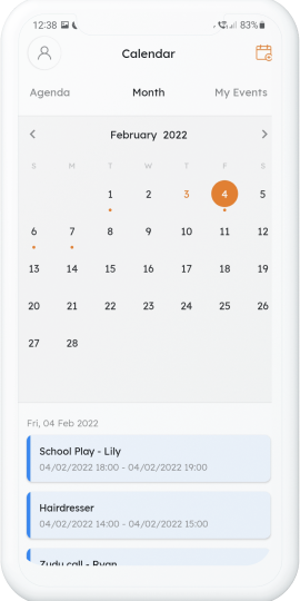 Maison app screenshot showing the calendar